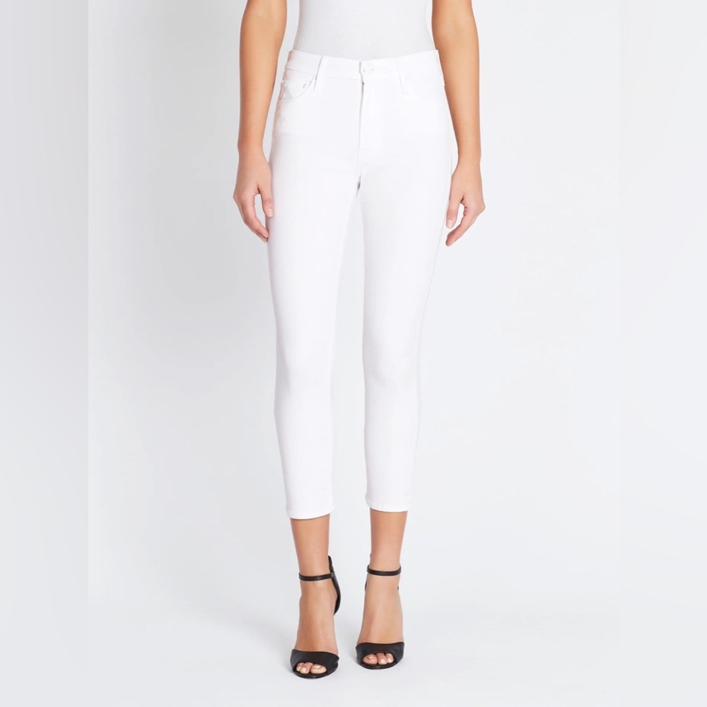 MOTHER The Looker Crop Skinny Jeans Glass Slipper White Size 25 Stretch Denim